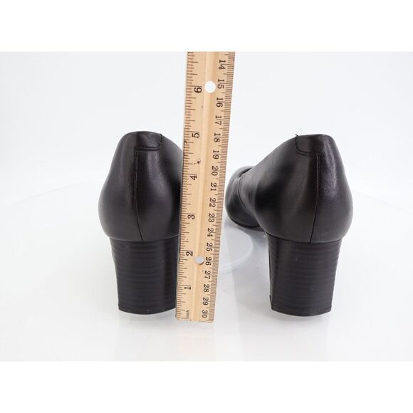 Clarks Kyndall Iris Pump Size 10 Black Leather Slip On Shoes Block Heel Career - Picture 8 of 12